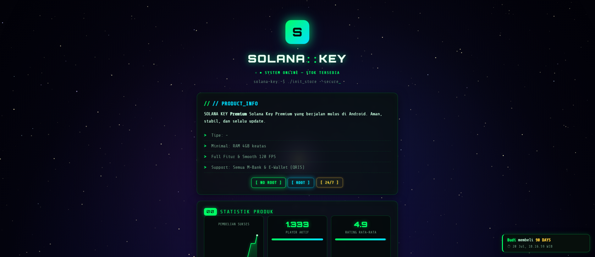 Forensic screenshot of solanakey.id showing the phishing page layout