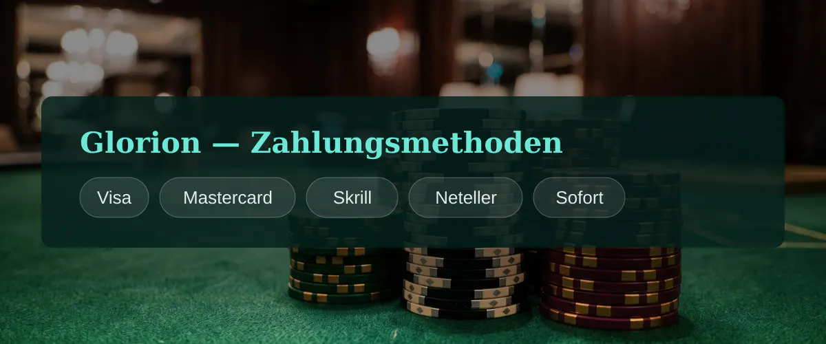 Glorion — Zahlungsmethoden: Visa, Mastercard, Skrill, Neteller, Sofort