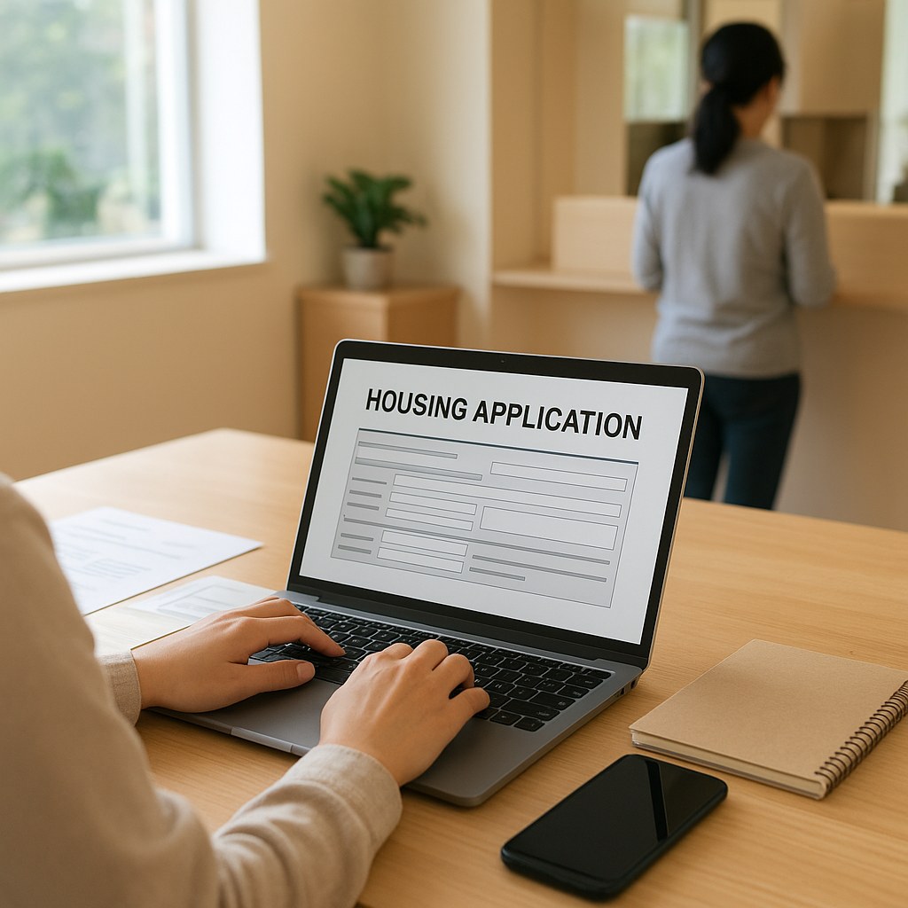 online housing application website on laptop
