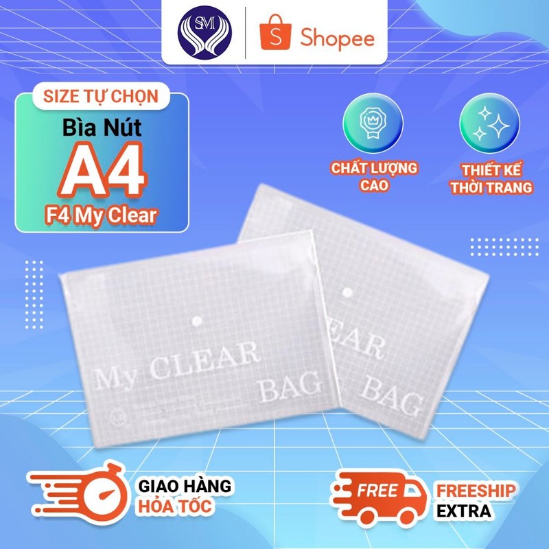 Bìa Nút Đựng Tài Liệu A4 - F4 My Clear Bag Trong Suốt
