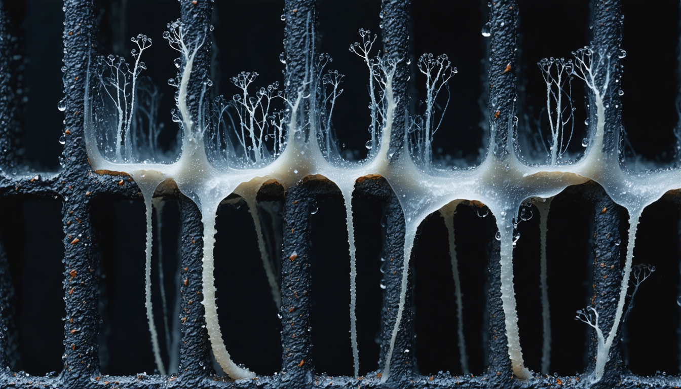Mycelium threading through a rigid lattice, indifferent to whoever installed the grid.