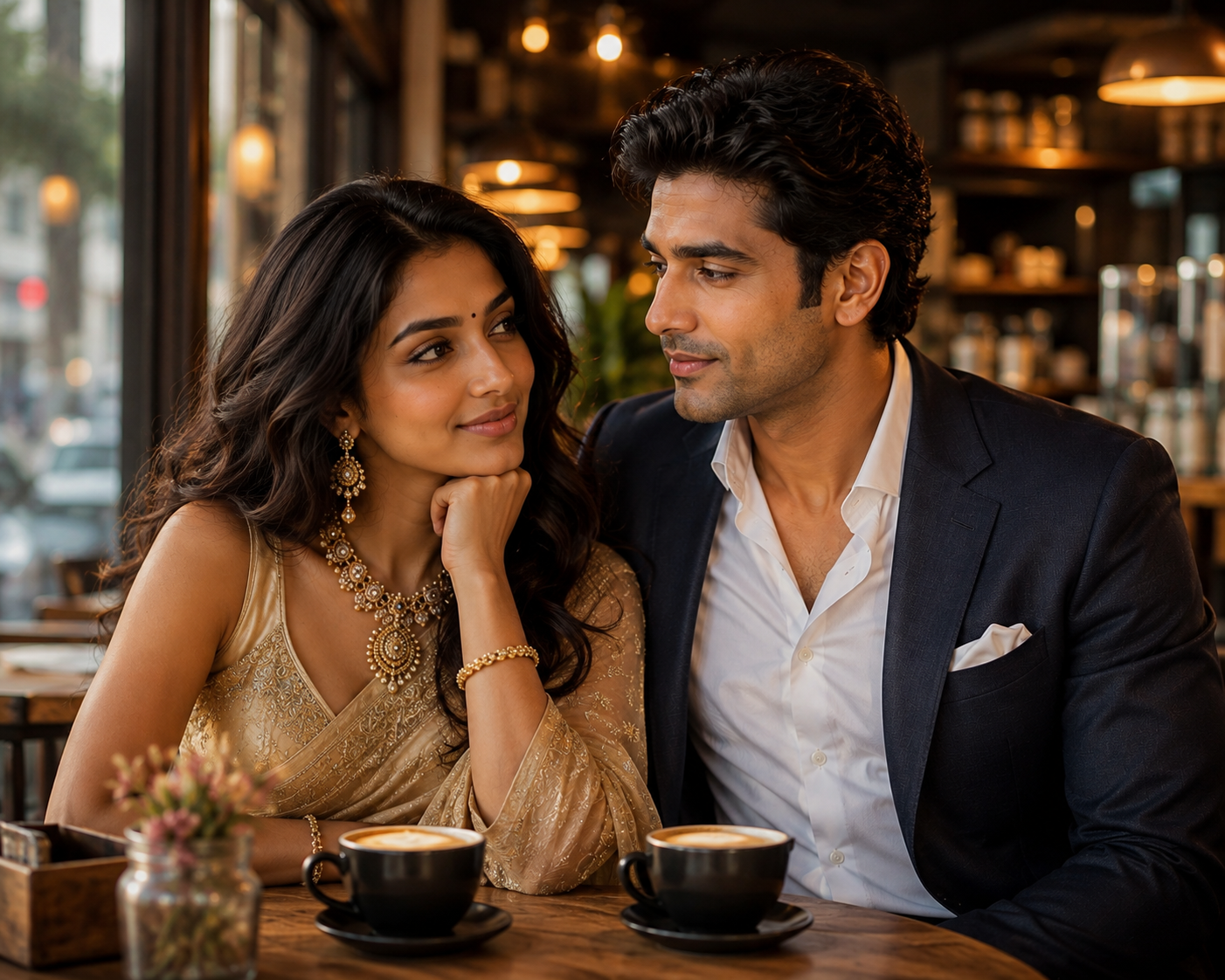 Romantic Couple Coffee Date – Luxury Café Photography