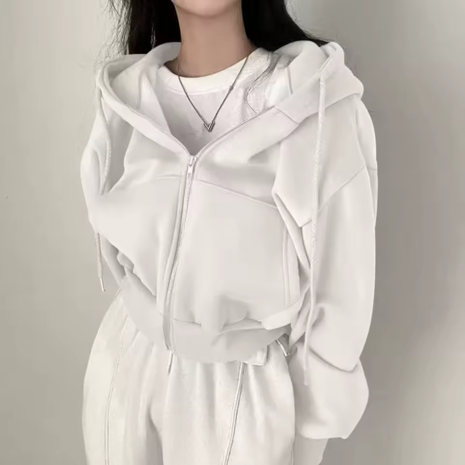 Crop zip hoodie back view
