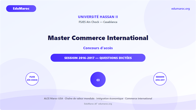 Master Commerce International — FSJES Aïn Chock 2016-2017