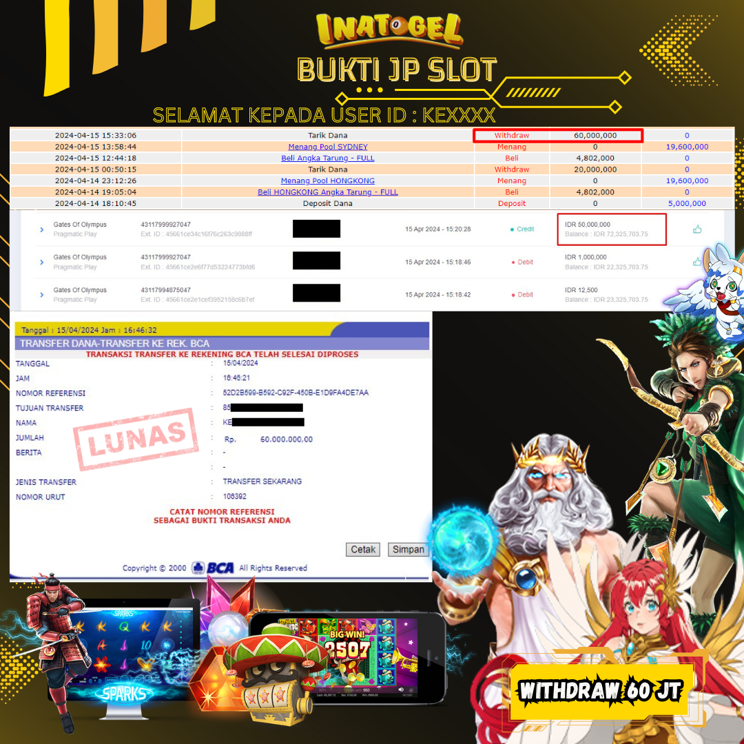 BUKTI PEMBAYARAN JP SLOT GATES OF OLYMPUS Rp60,000,000,- LUNAS