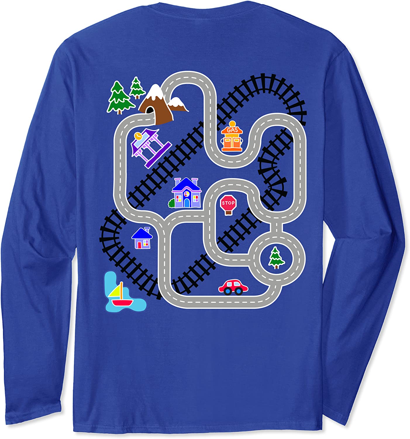 Car Train Playmat Rug Premium Fathers Day For Gift Long Sleeve T-Shirt