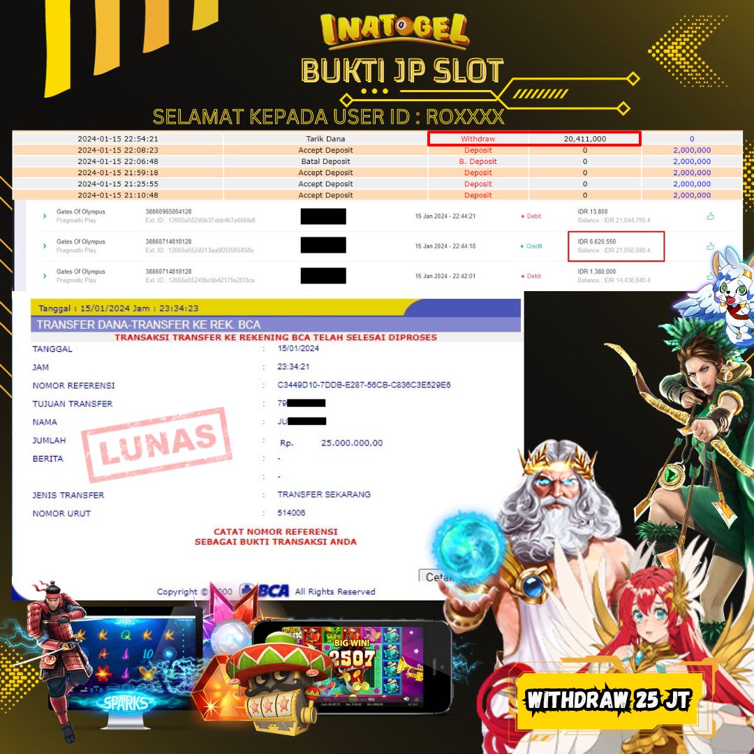 BUKTI PEMBAYARAN JP SLOT STARLIGHT CHRISTMAS Rp25,000,000,- LUNAS