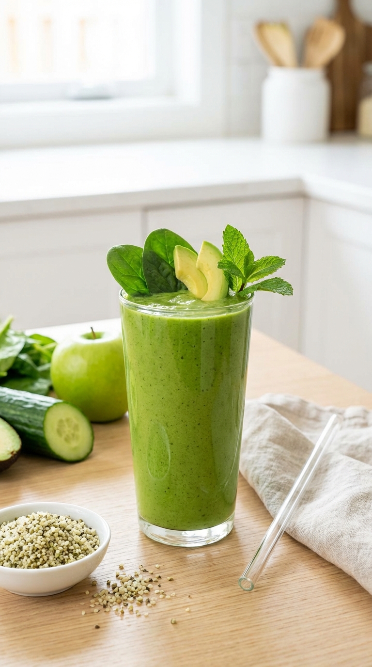 Green Goddess Spinach & Avocado — healthy filling smoothie recipes to Start Your Day
