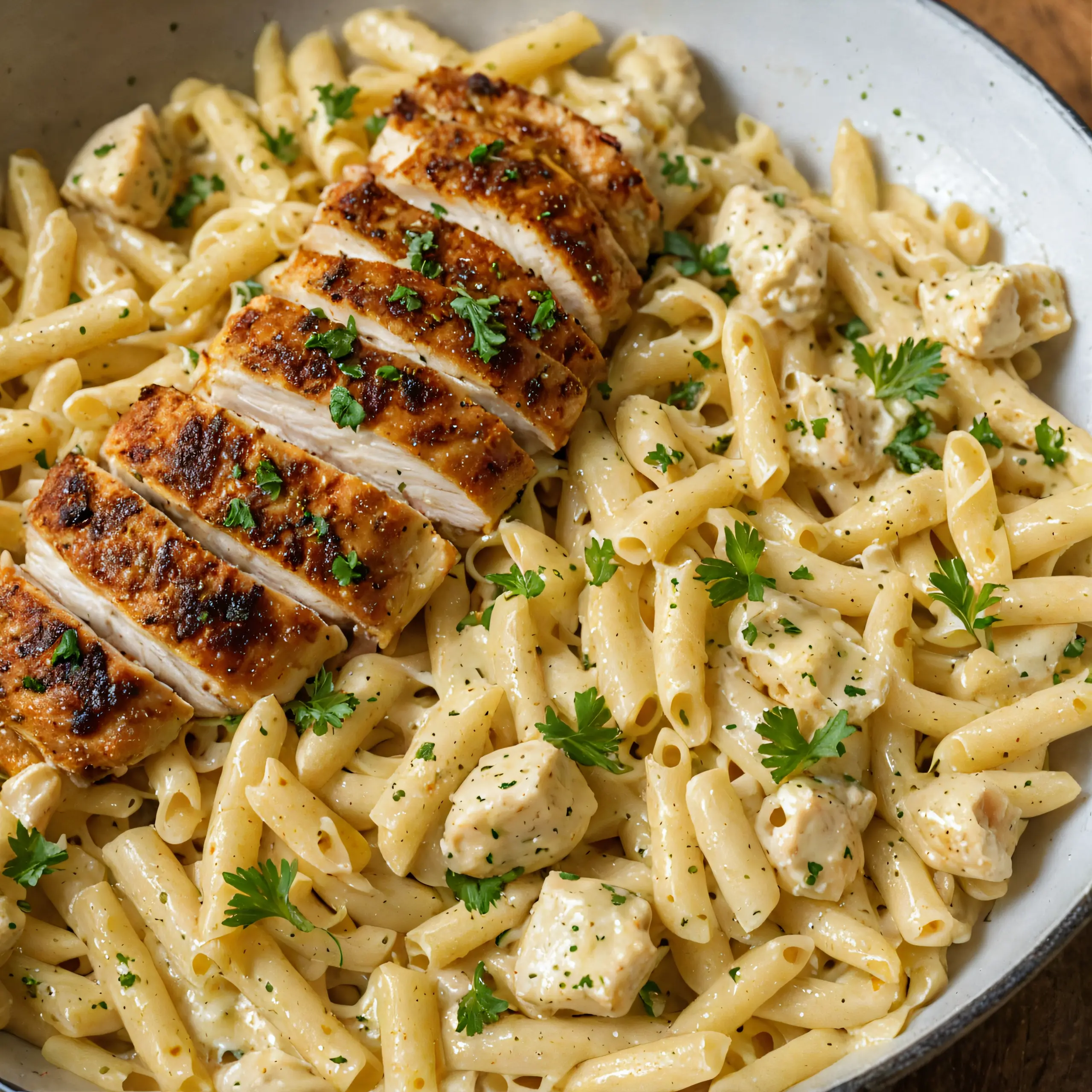Garlic Chicken Pasta Recipe with Cheese