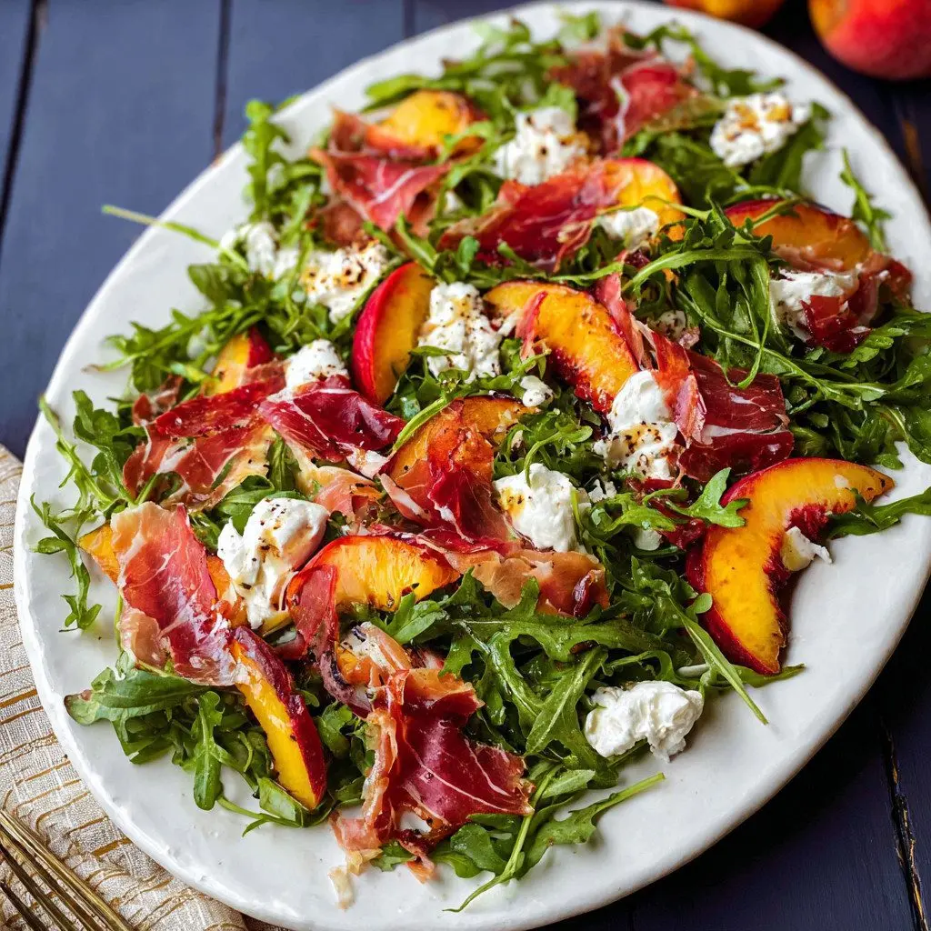 Peach Arugula Prosciutto Salad