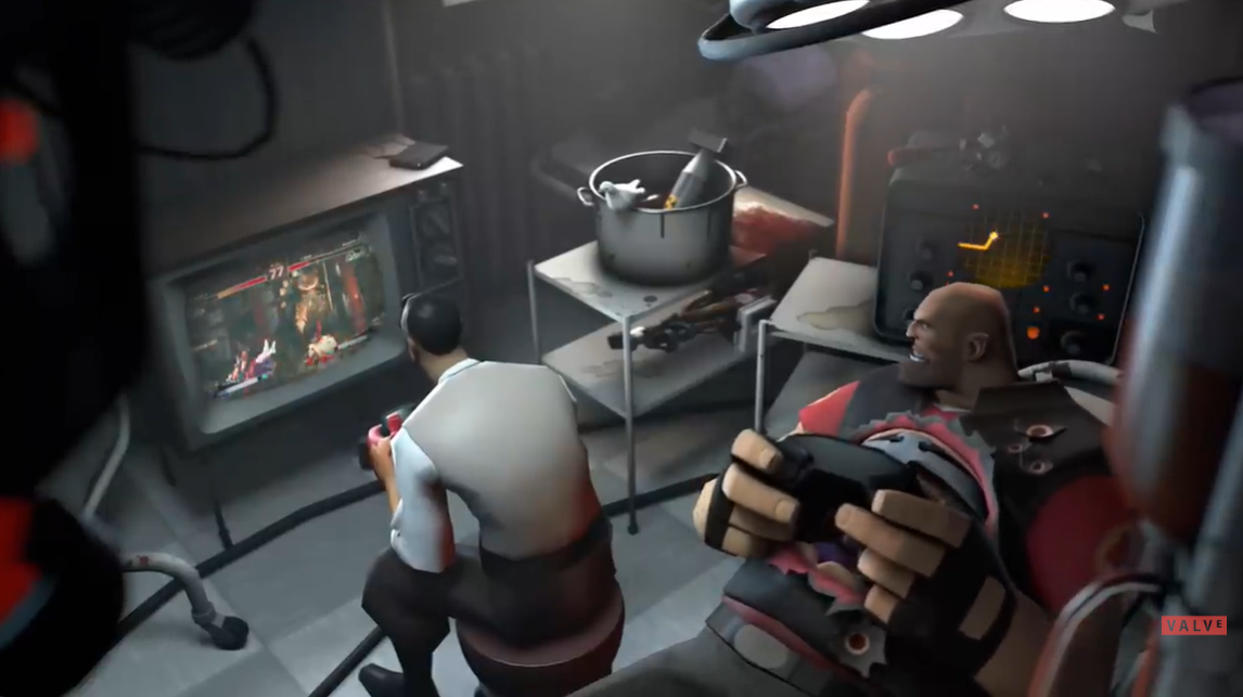 heavy and medic playing video games
