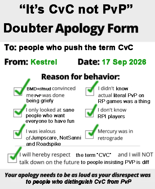 CvC apology form
