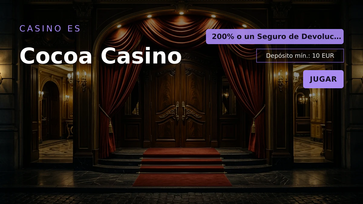 Cocoa Casino — bono de bienvenida 200% o un Seguro de Devolución de Dinero del 1, pagos: Visa, Mastercard, Skrill, Neteller, Bitcoin