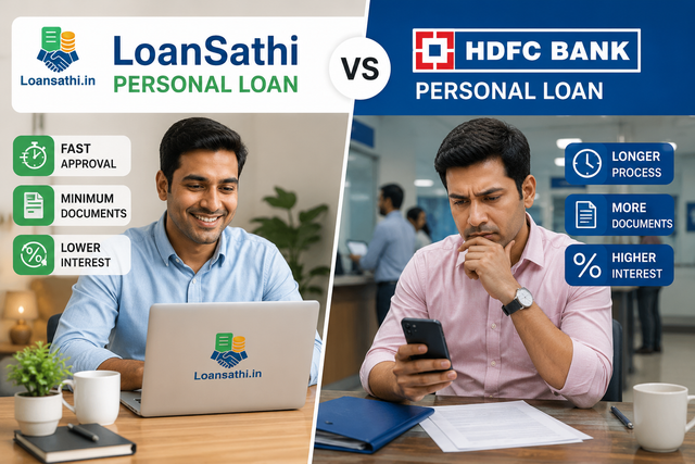 Loansathi Personal Loan vs HDFC Bank Personal Loan Feature & Rates Comparison