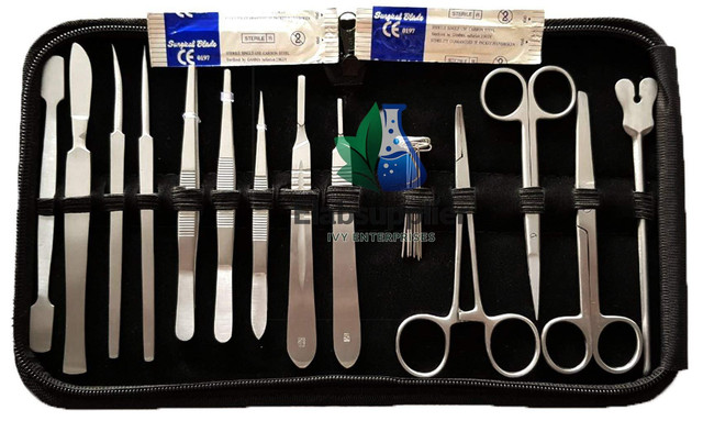 Biology dissection kit 15 tools scalpels pins trays forceps school college India