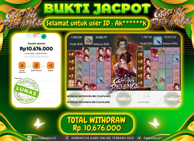 PAMANSLOT JACKPOT Game PG - Geisha Revenge Rp.10,676,000- LUNAS