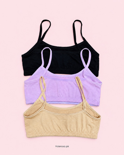 Soft Cotton Camisole Crop Tops / Everyday Bralettes - Pack of 3, Back view