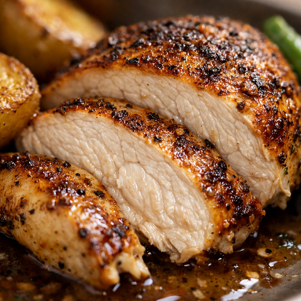 One Pan Chicken Breast Dinner with Potatoes and Green Beans cooking process