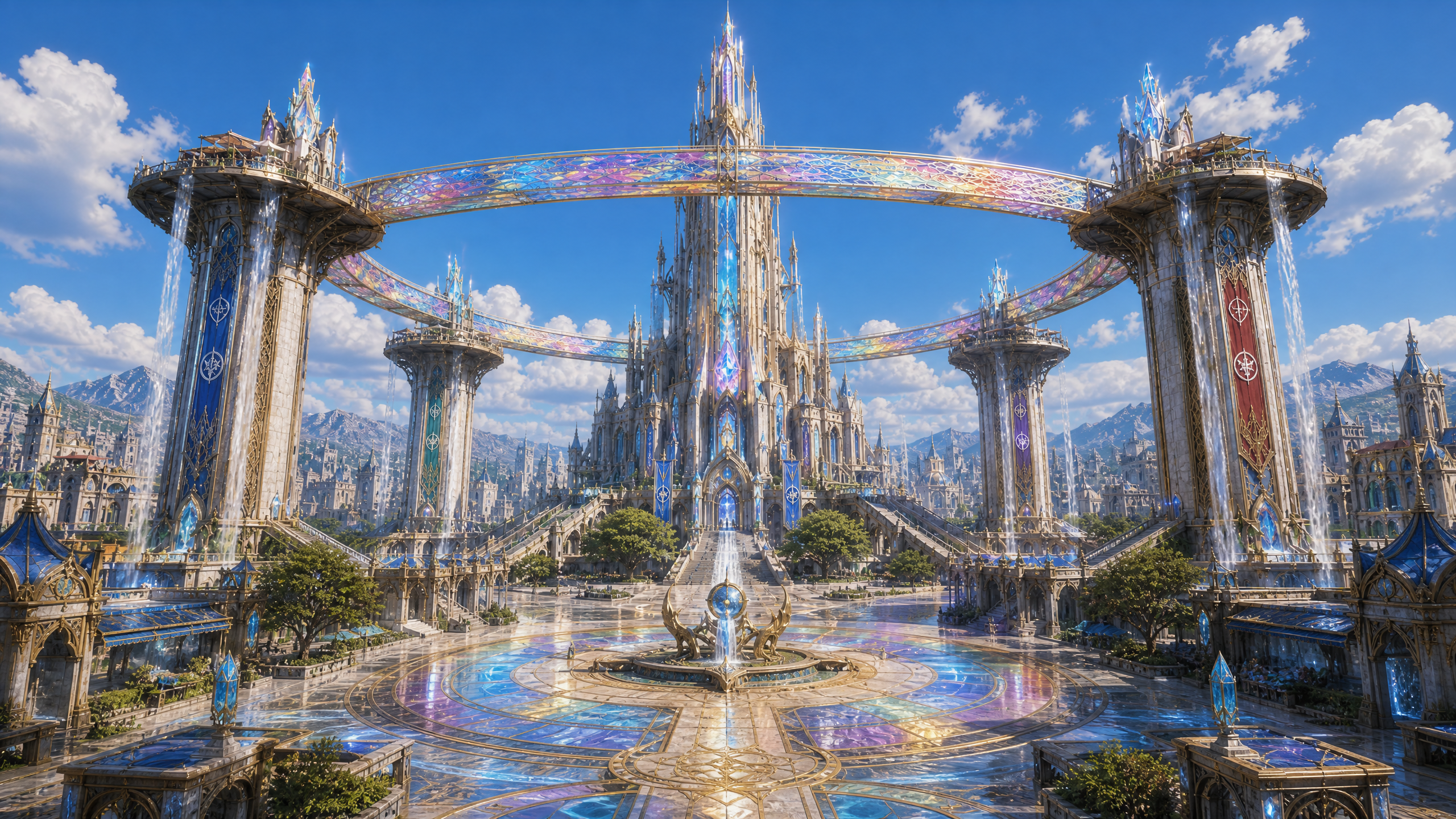 The Aether Spire rising over the Heart of Aether