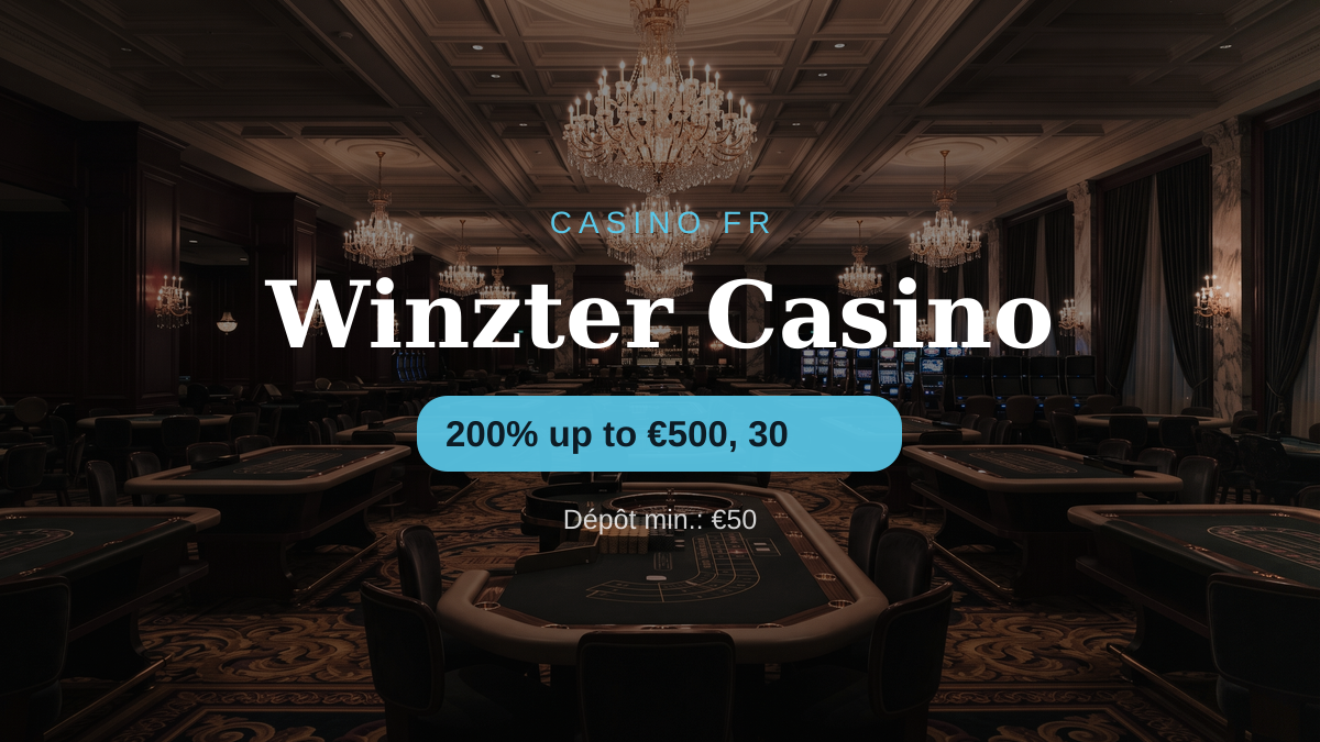 Winzter Casino — bonus de bienvenue 200% up to €500, 30, paiements: Visa, Mastercard, PayPal, Skrill, Neteller