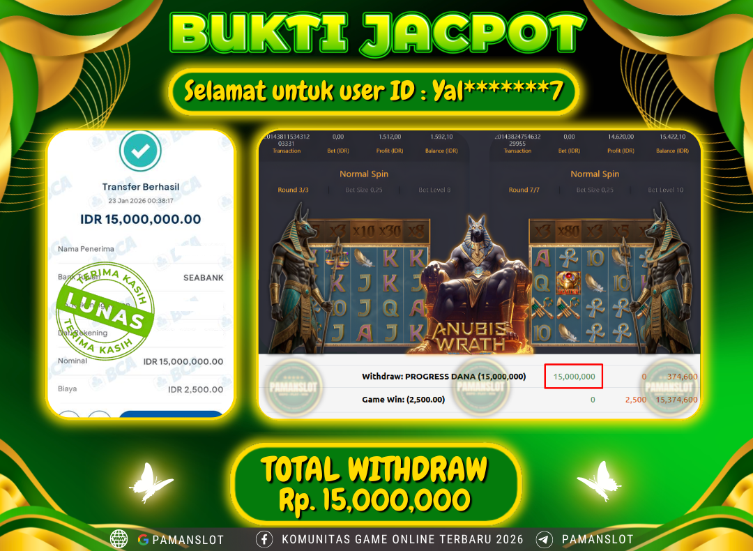 PAMANSLOT JACKPOT Game PG - anubis-wrath! Rp.15,000,000- LUNAS