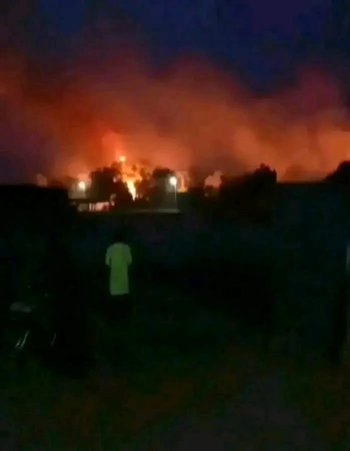 The aftermath of the attack on the Government Day Secondary School in Kautikari Village.