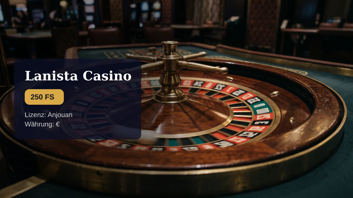 Lanista Casino &mdash; Willkommensbonus 50% risikofrei bis 50 &euro; + 250 FS, Zahlungen: Visa, Mastercard, Paysafecard, Sofort, Interac