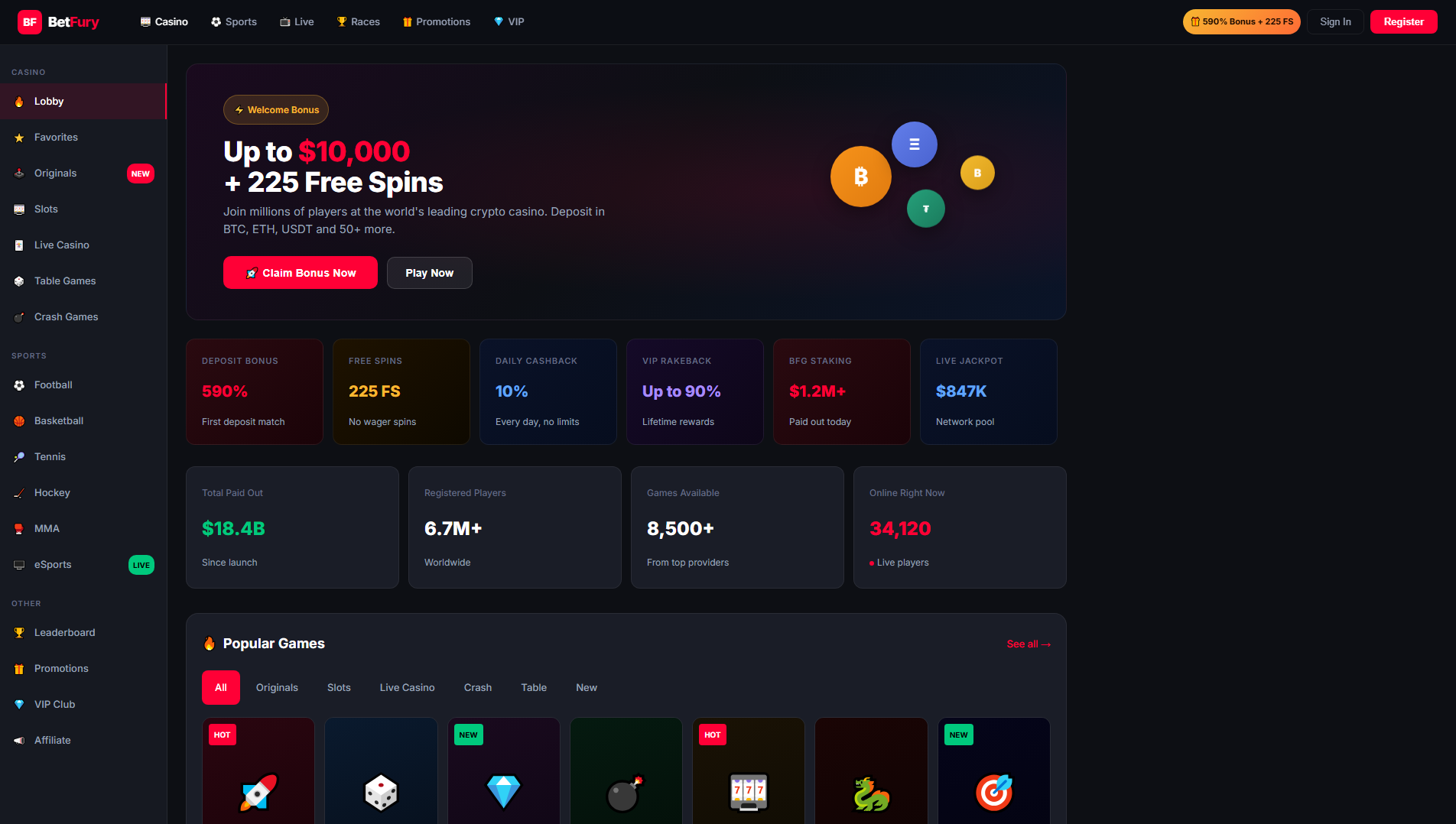 Stored capture of betfurycom.casino