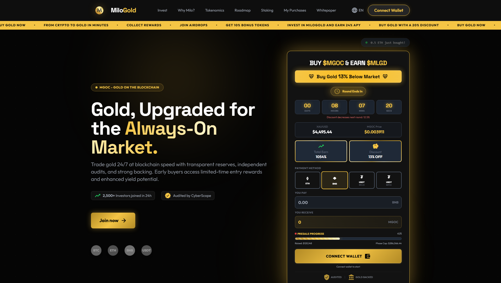 Screenshot of milogold.com