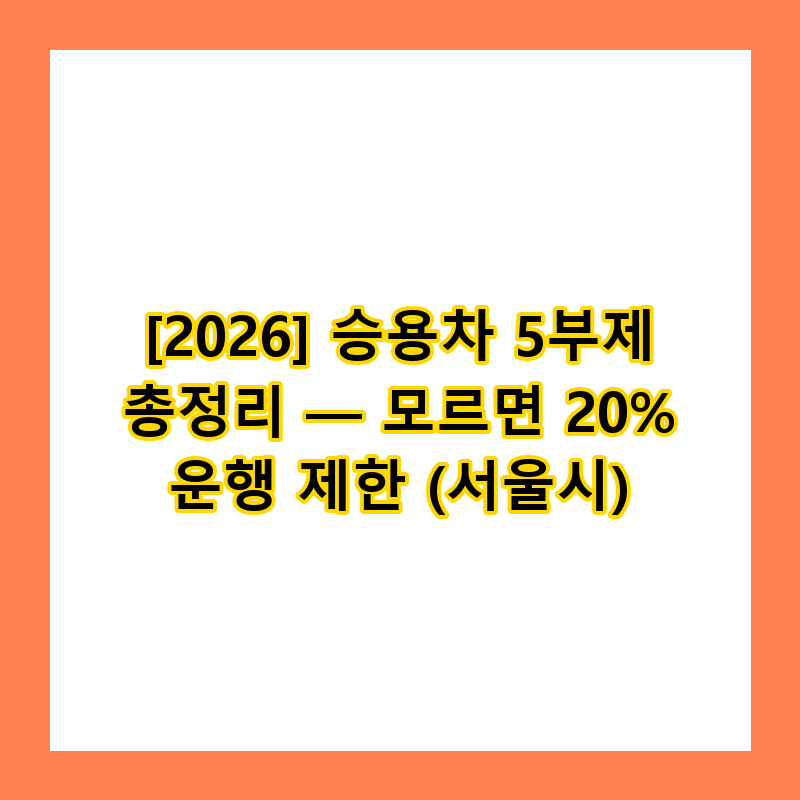 [2026] 승용차 5부제 총정리 — 모르면 20% 운행 제한 (서울시)