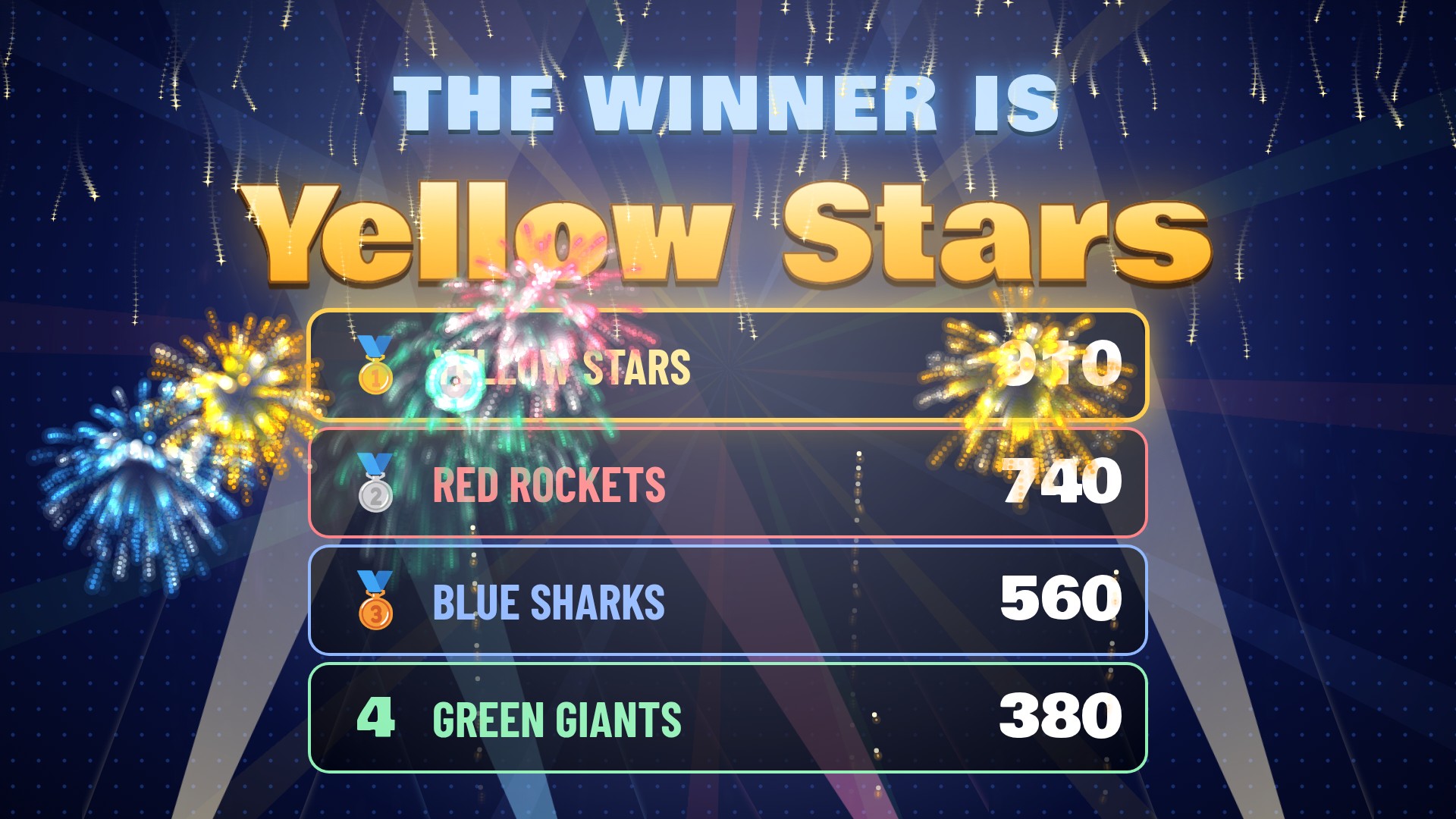 Winner screen