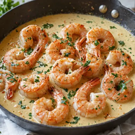 Garlic Shrimp Skillet Recipe with Cream Sauce