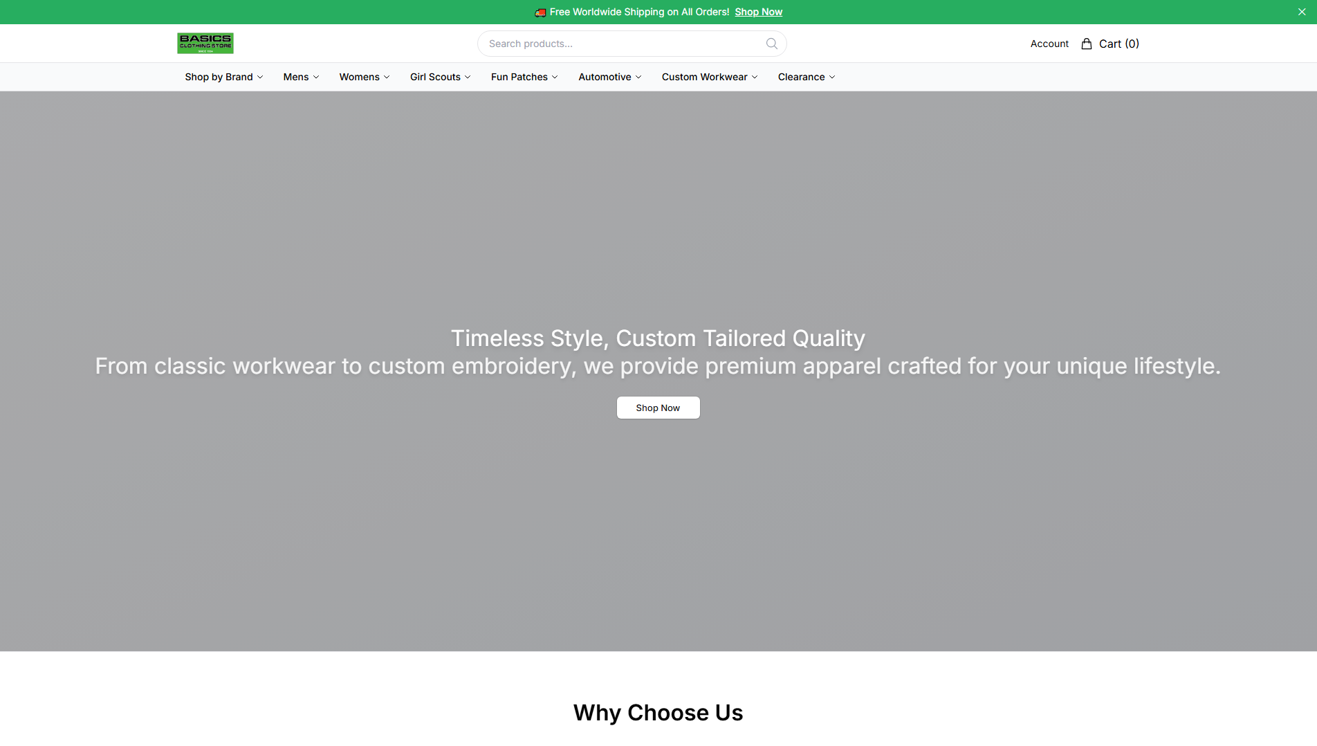 Stored capture of basicsclothingofficial.shop
