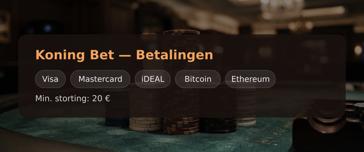 Koning Bet � Betalingen: Visa, Mastercard, iDEAL, Bitcoin, Ethereum