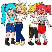 Miku Rin Len and Teto tickleloids 2