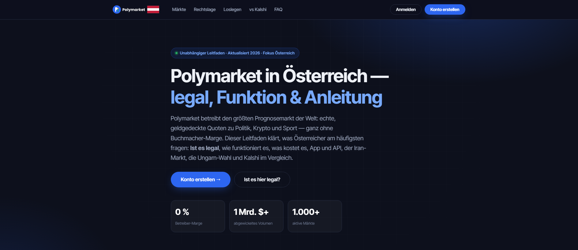 Forensic screenshot of polymarketosterreich.at showing the phishing page layout