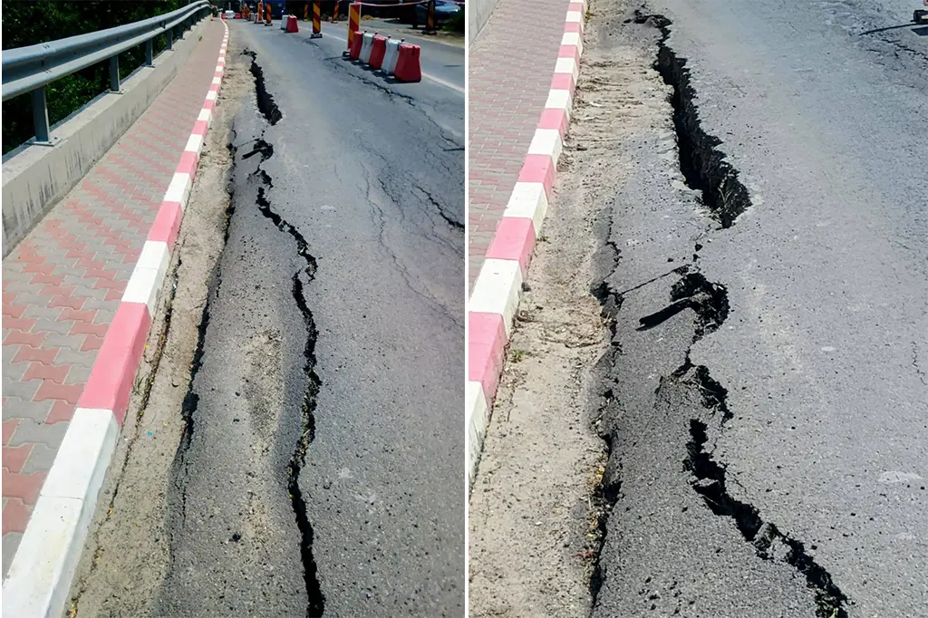 DN10 în pericol de surpare: O porțiune de drum din Buzău riscă să se prăbușească