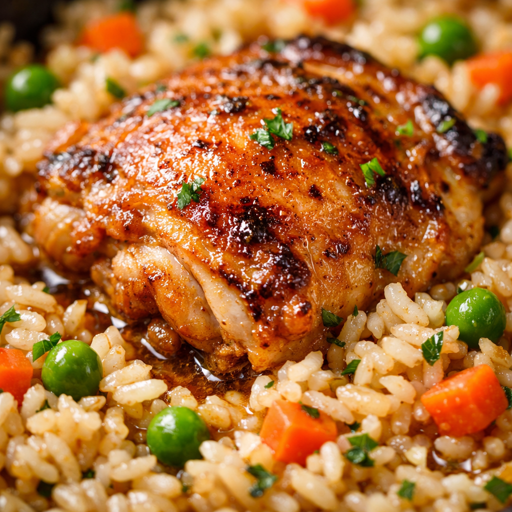 Easy Chicken and Rice Skillet Dinner (One Pan) cooking process