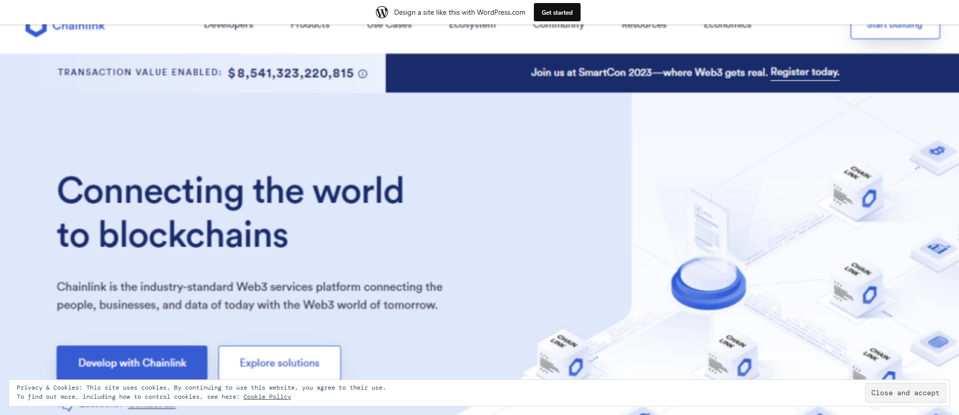 Screenshot of chainlinklogin.wordpress.com
