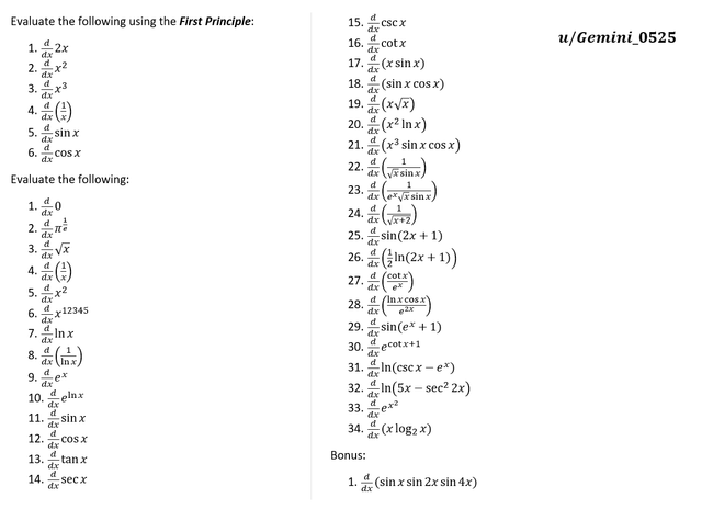 Differentiation-Exercises