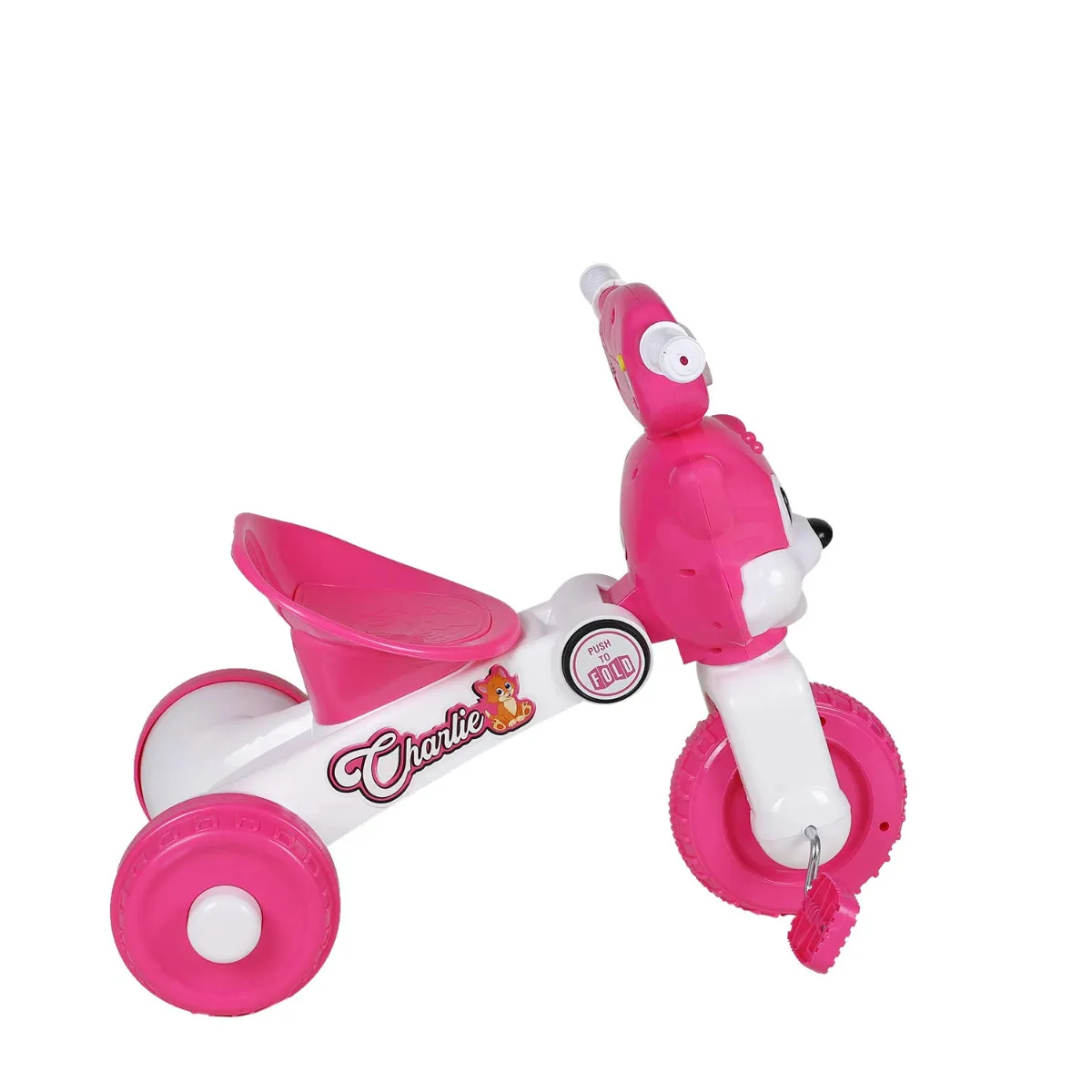 Fun Ride Tricycle For Kids With Music And Lights-Charlie Foldable Baby Tricycles-Trikes For Boys And Girls 18-36 Months-(Weight-Upto 18 Kg)|Pink - ToyMall Manjeri