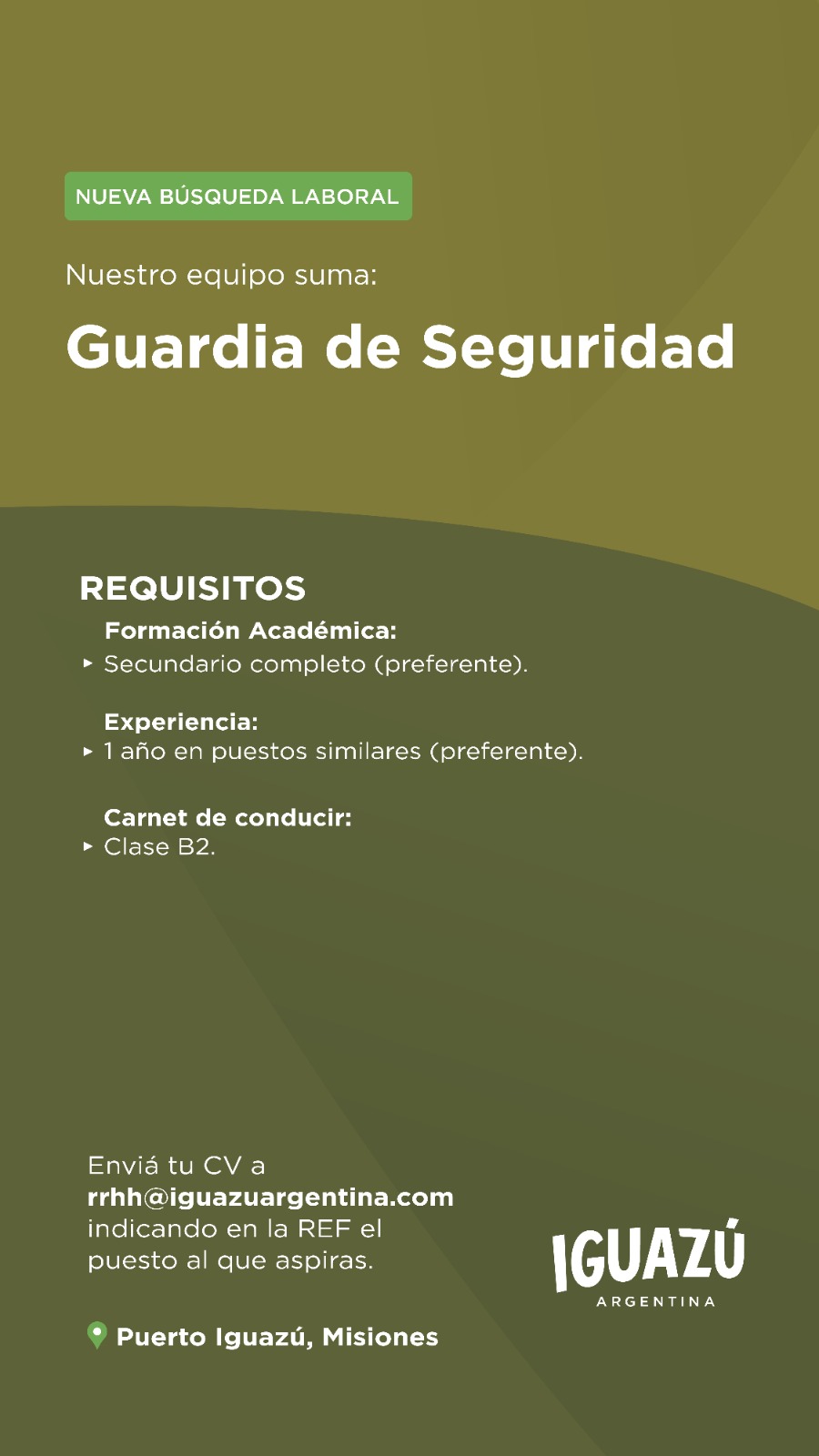 Nuestro Equipo suma Guardia de Seguridad en Puerto Iguazú