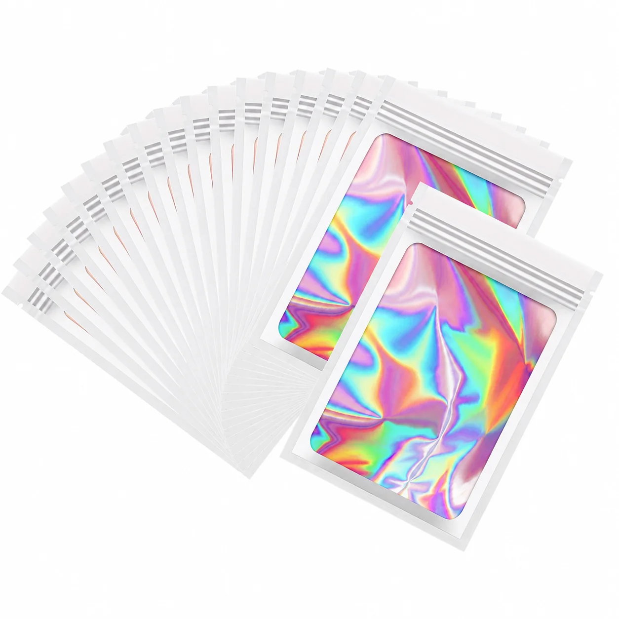 Bolsas Doypack Holográficas con Cierre Zipper Blanca 10x15cm