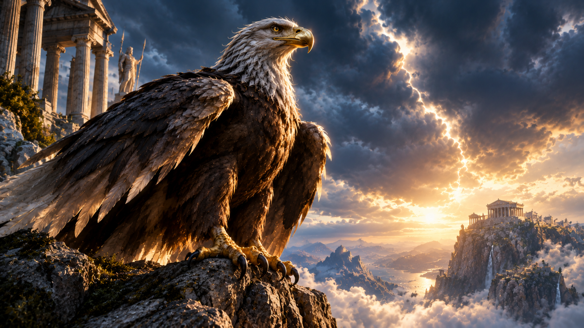 Zeus s Eagle Over Mount Olympus, a Greek mythology desktop wallpaper