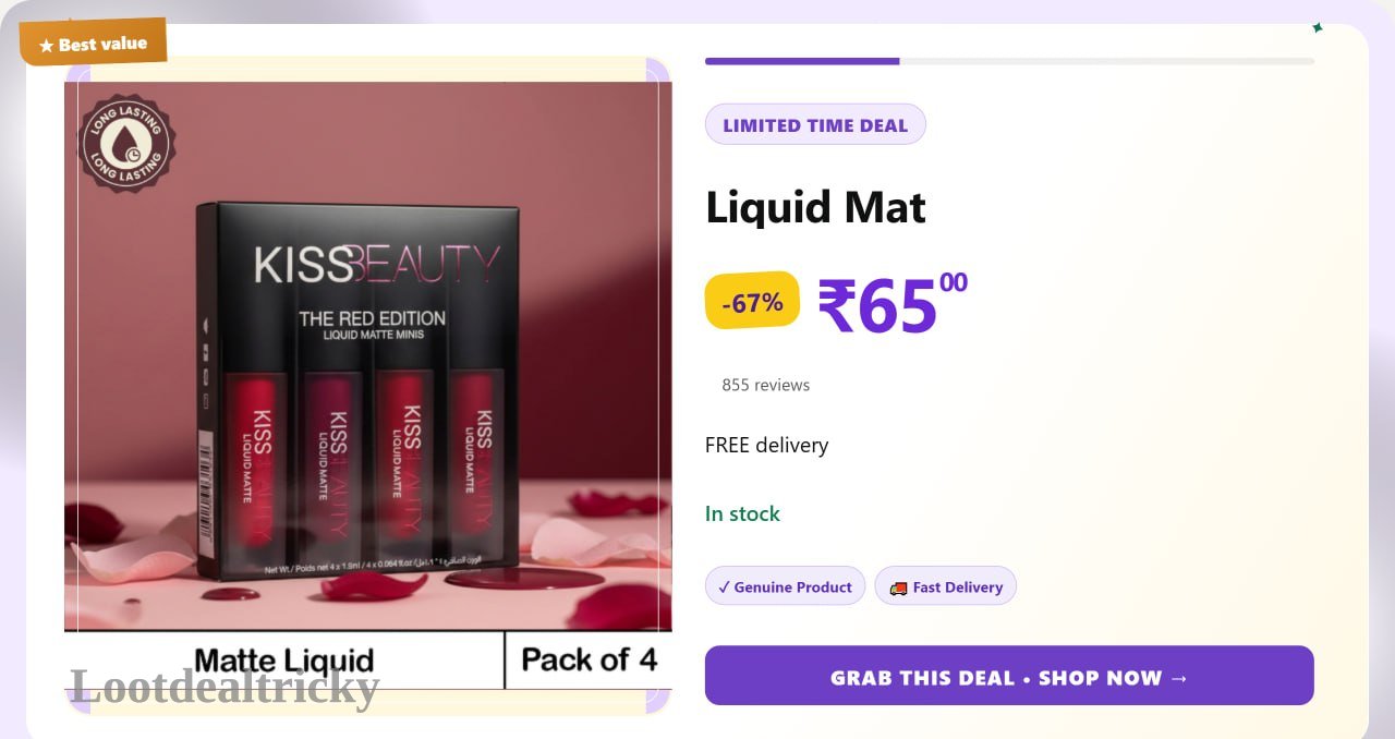 Liquid Matte Lipstick – Just ₹65 | Loot Ka Maal Liquid Matte Lipstick – Just ₹65 | Loot Ka Maal
