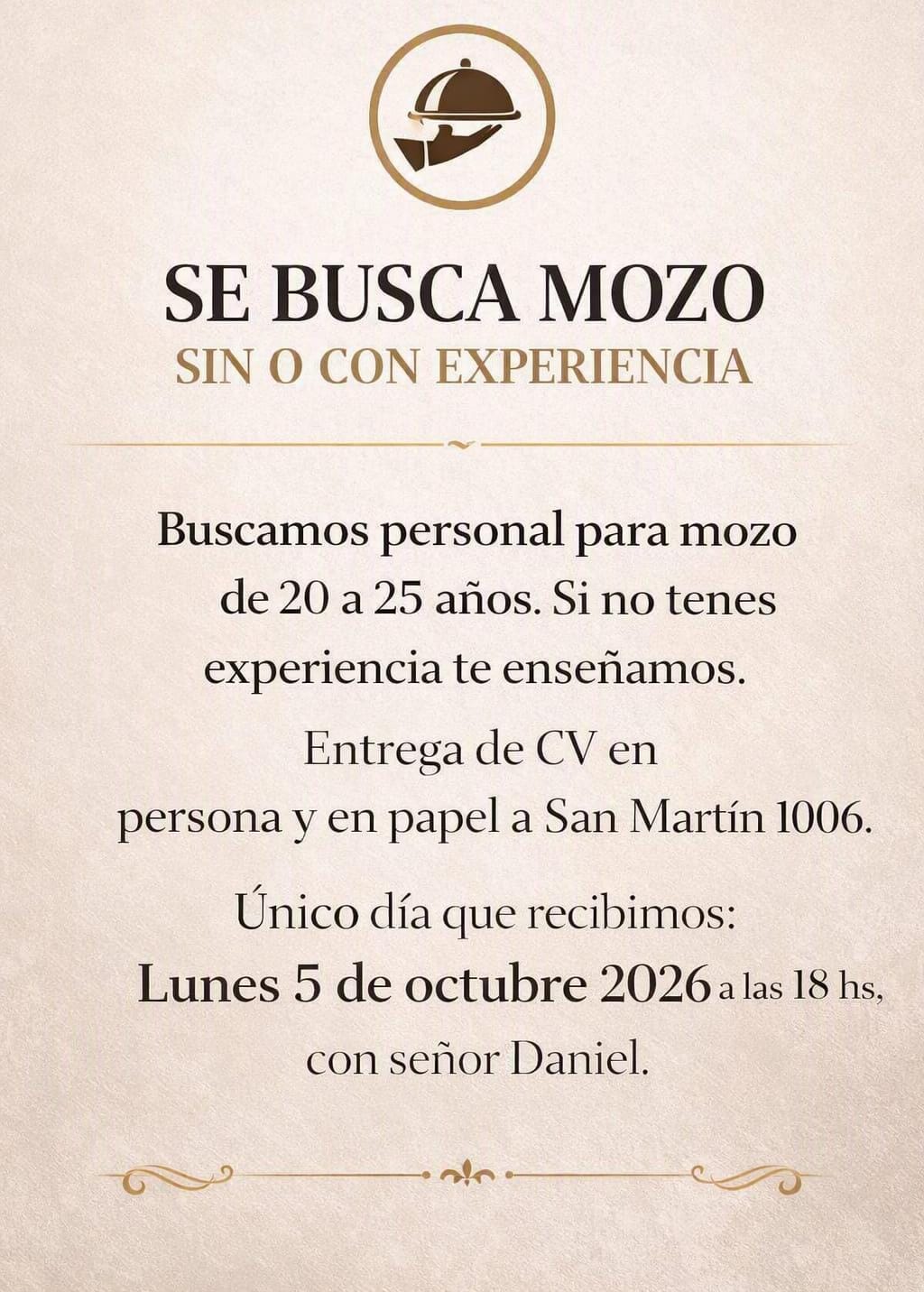 Se busca Mozo en Posadas