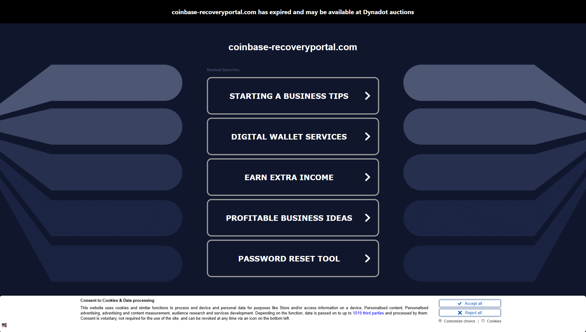 Stored capture of coinbase-recoveryportal.com