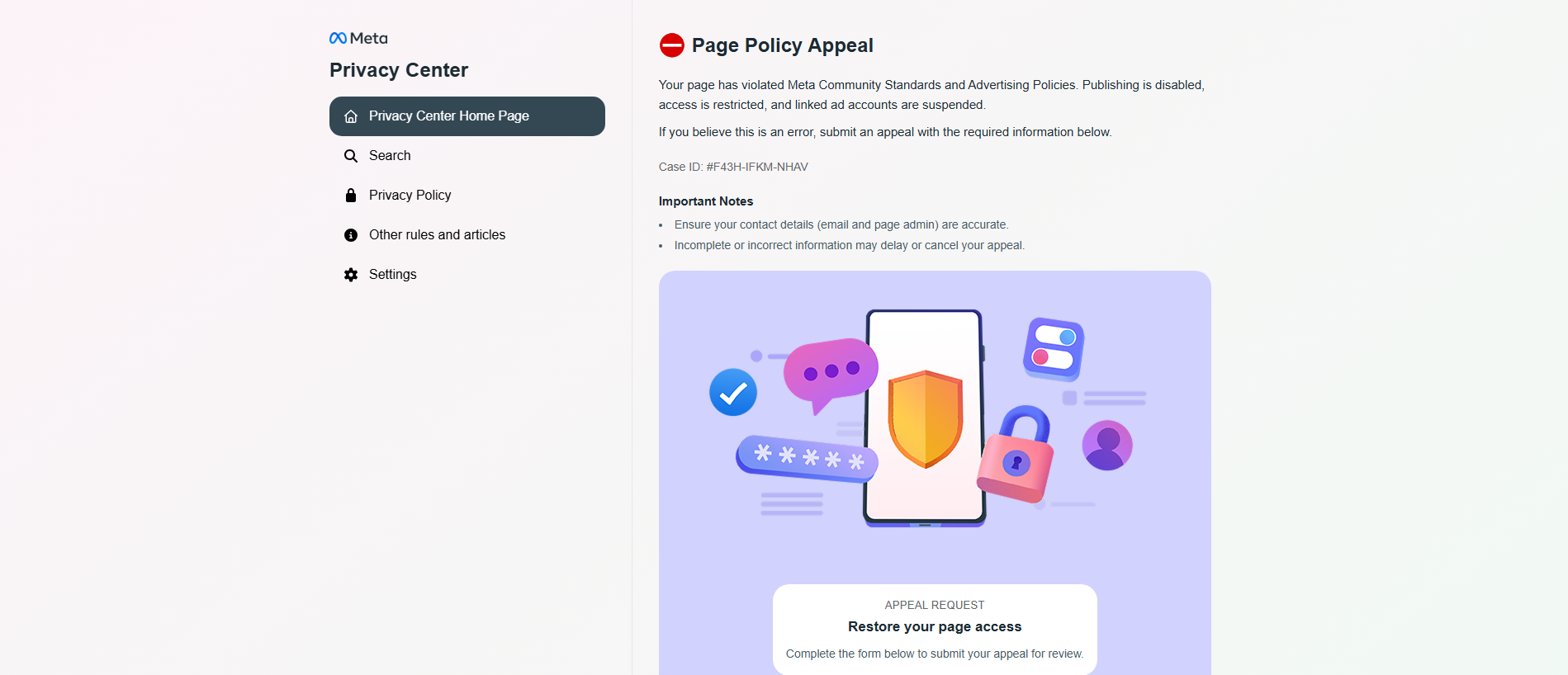 Stored capture of policy-violation-center.com