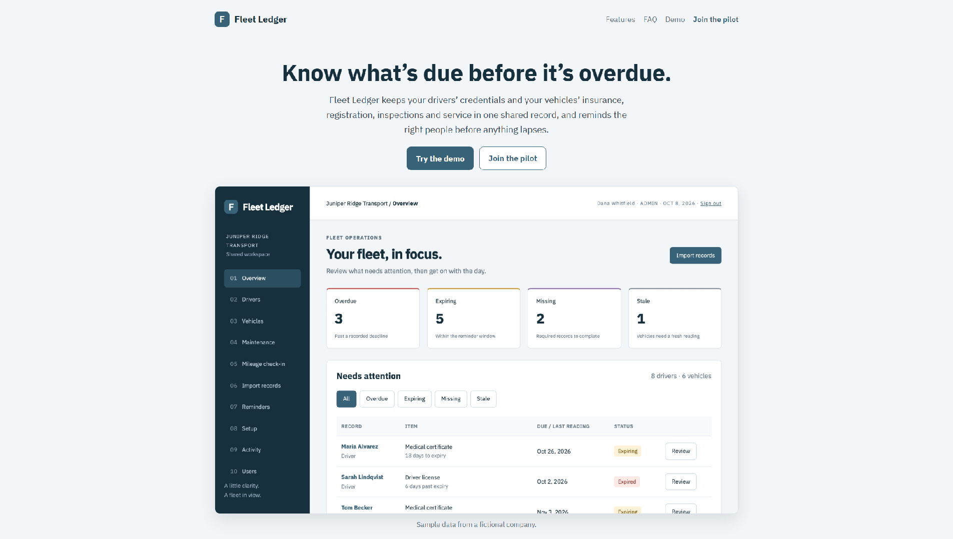 Stored capture of fleet-ledger.com