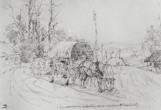 Повозка с ранеными 1876